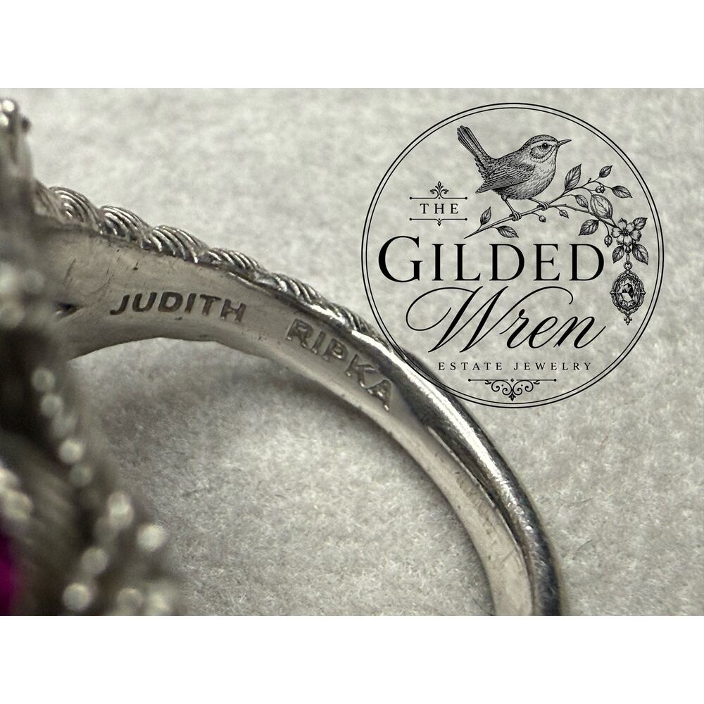 Judith Ripka Sterling Silver Multi Gemstone CZ Dome Ring Amethyst Topaz Sz 6 - Picture 12 of 13